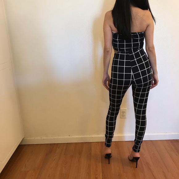Carmin Black & White Leggings & Tube Top Set - Picture 5 of 8